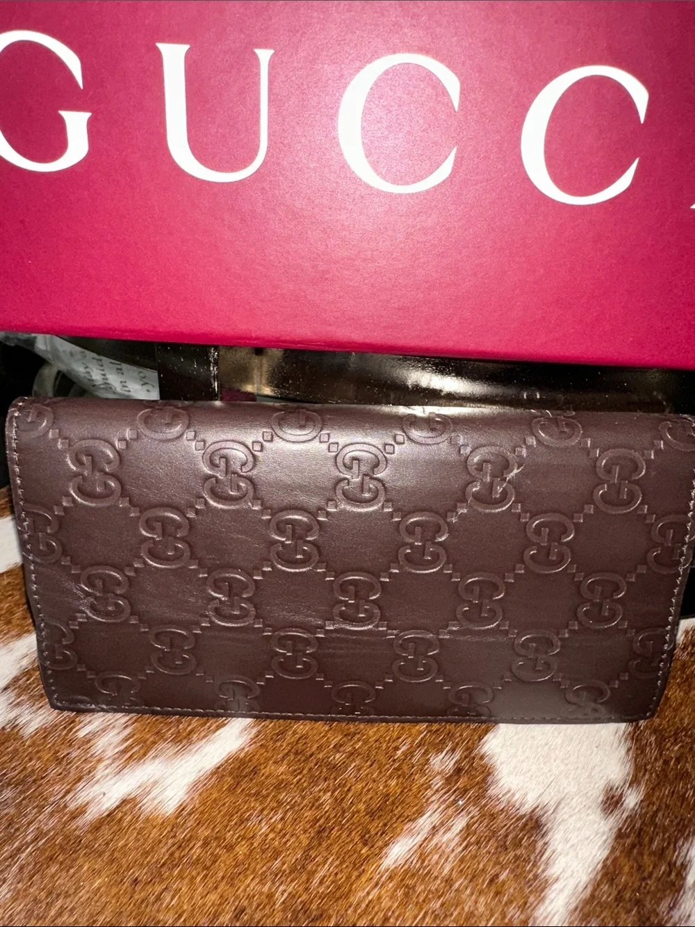 GUCCI GG Long Bifold Wallet Calfskin Leather Brown - Picture 3 of 9
